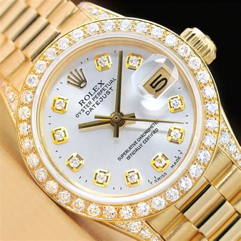 rolex women's diamond bezel watch|rolex ladies datejust diamond dial.